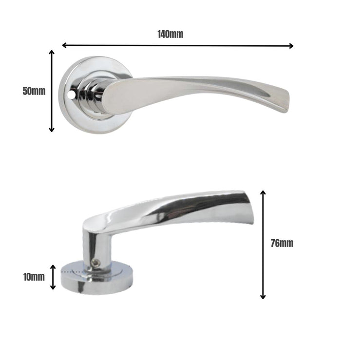 Twirl Lever on Rose Push Button Privacy Handle Polished Chrome
