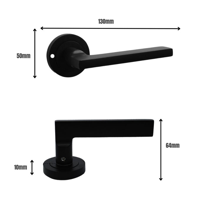Naxos Lever on Rose Push Button Privacy Handle Matt Black