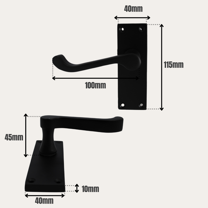 Victorian Scroll Lever Latch Matt Black