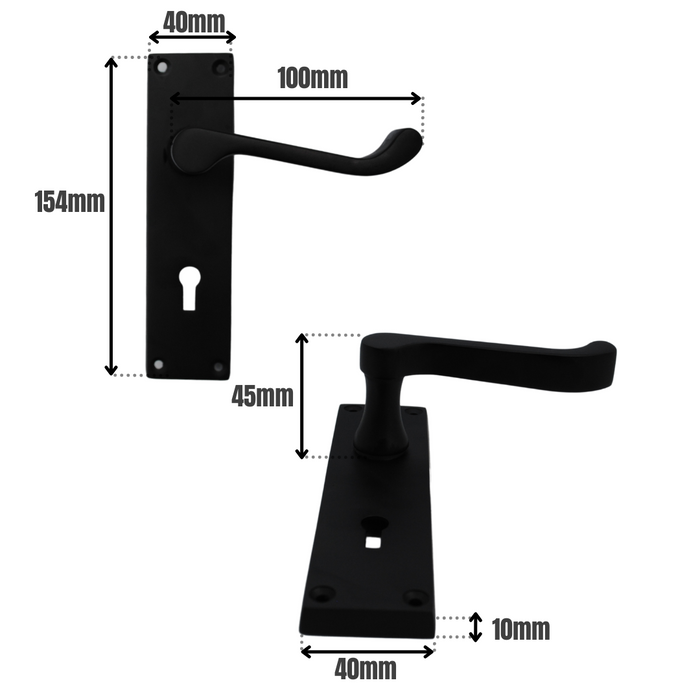 Victorian Scroll Lever Lock Matt Black