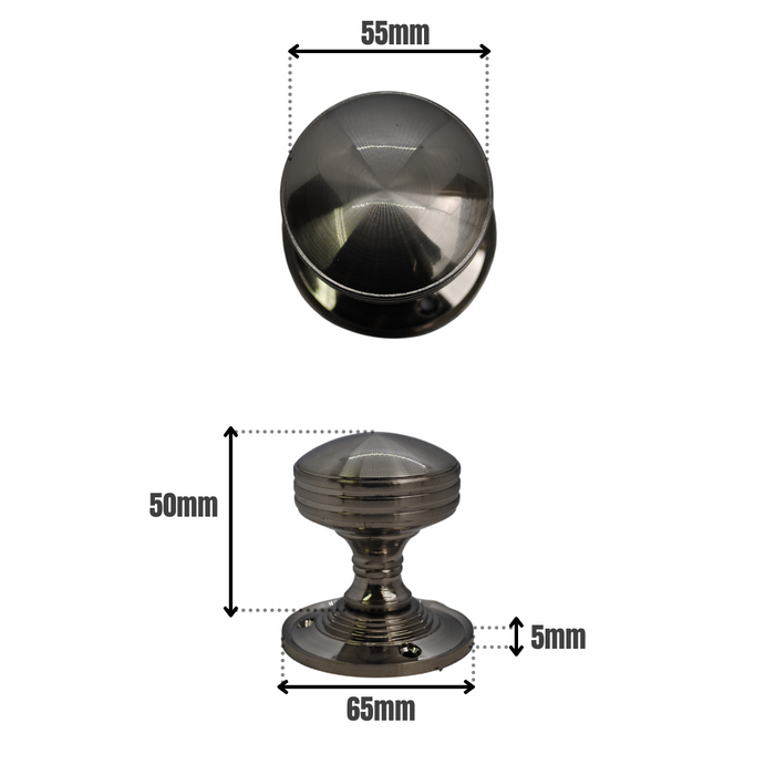 Ribbed Mortice Knob Satin Nickel