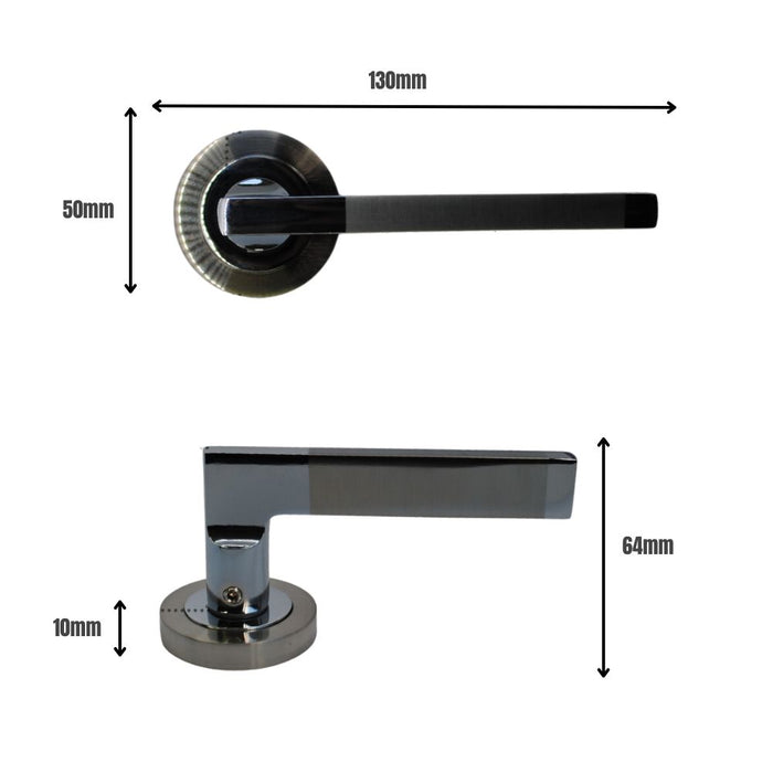 Naxos Lever on Rose Chrome/Satin Chrome