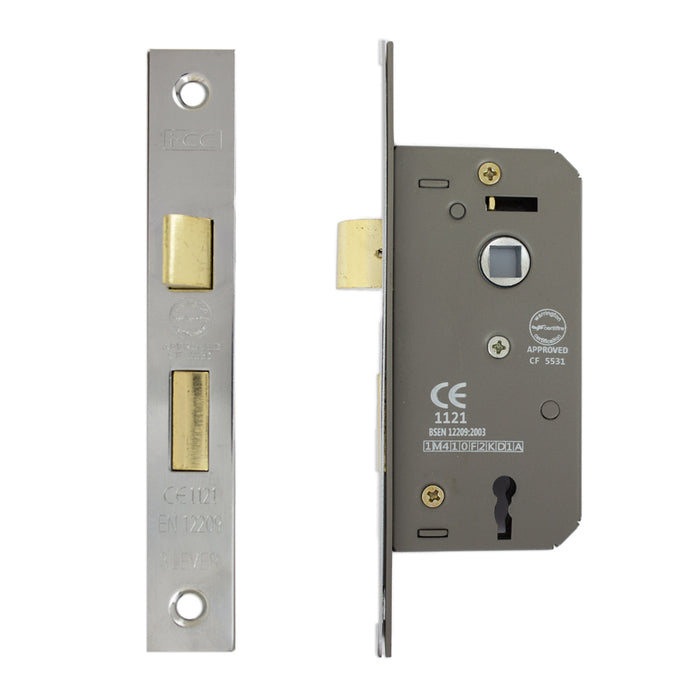 3 Lever Sashlock 50mm CE Rated Nickel Plated