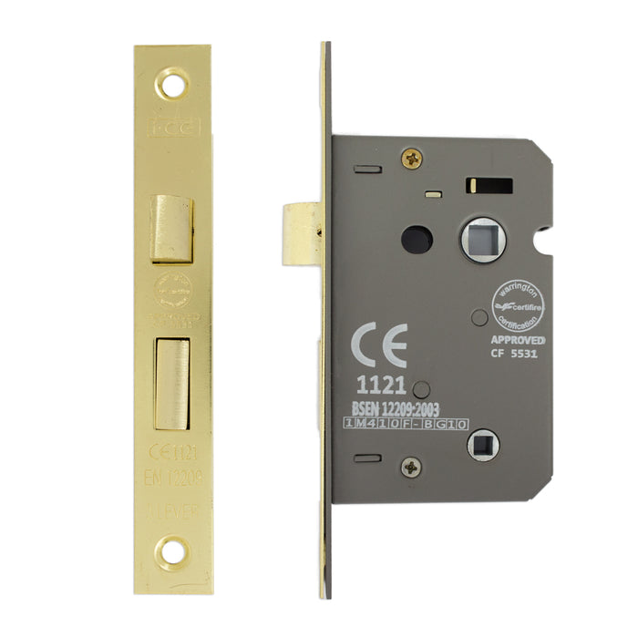 Bathroom Lock 63mm CE Rated Electro Brass