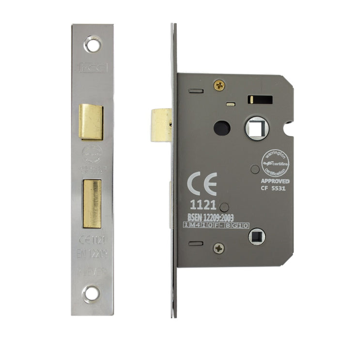 Bathroom Lock 63mm CE Rated Nickel Plated