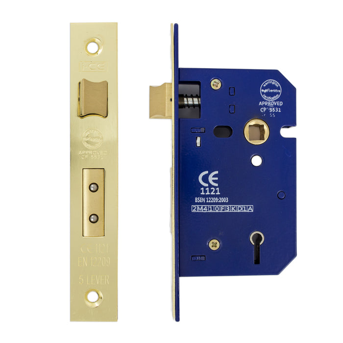5 Lever Sashlock 63mm CE Rated Electro Brass