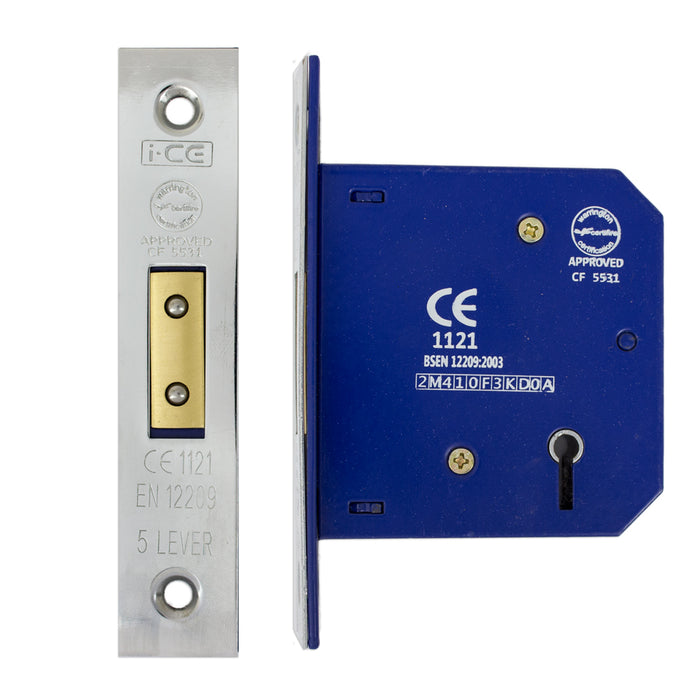 5 Lever Deadlock 75mm CE Rated Nickel Plated