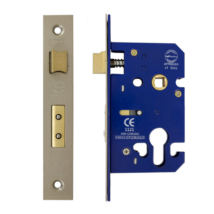 Euro Sash Lock Case 63mm CE Rated Satin Nickel Plated