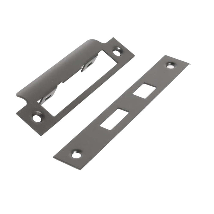 Matt black Conversion Plate & Keep for 3Lever Sash & Bathroom Lock