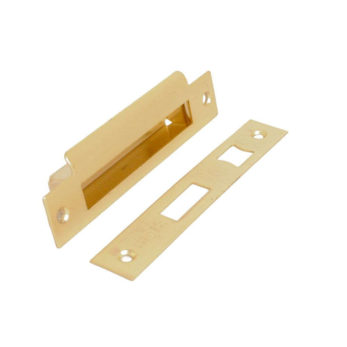Satin Brass Conversion Plate & Keep Box for 5Lever Sash & EURO Sashlock Case