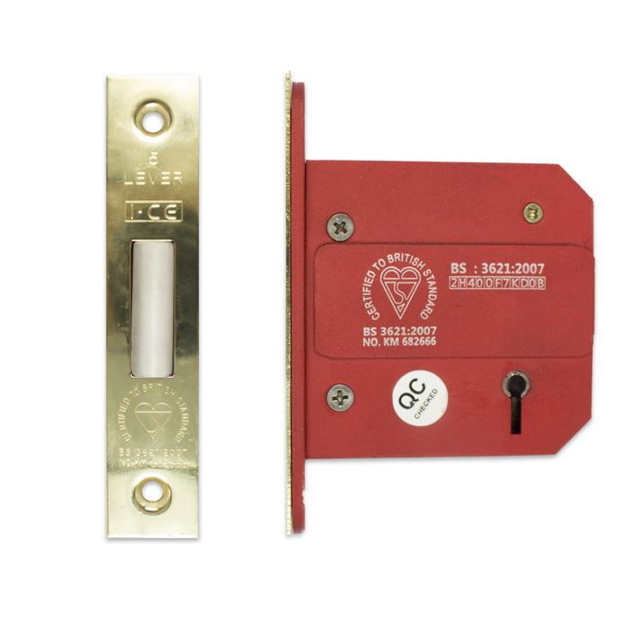 5 Lever Deadlock 75mm British Standard BS3621 Electro Brass Plated