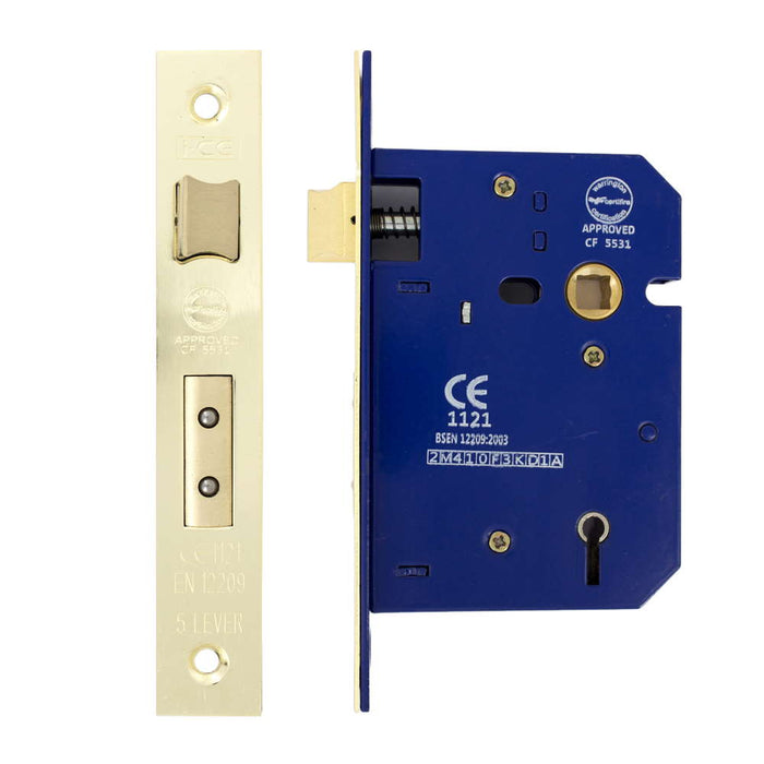 5 Lever Sashlock 75mm CE Rated Satin Brass