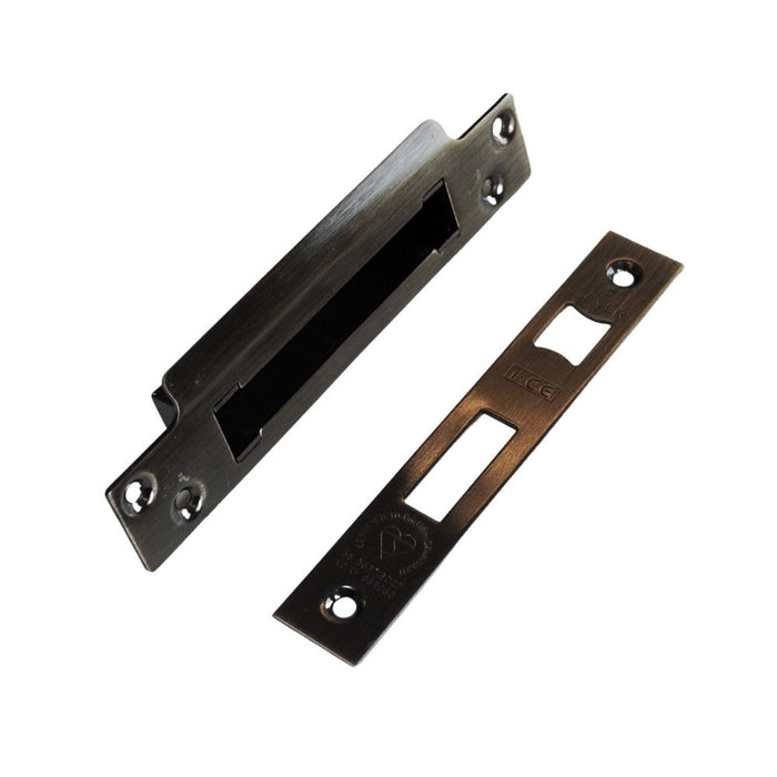 R-MOR Antique Brass Conversion Plate & Keep Box for Sash Lock