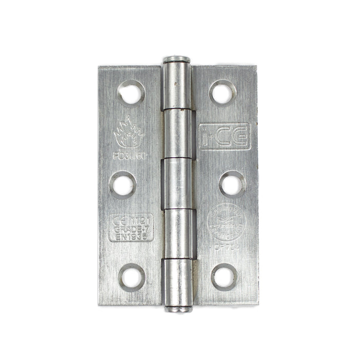 Button Tip Butt Hinge 76mm CE Rated Satin Chrome Plated
