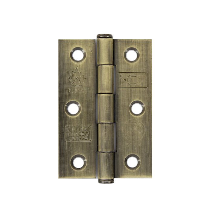 Button Tip Butt Hinge 76mm CE Rated Antique Brass