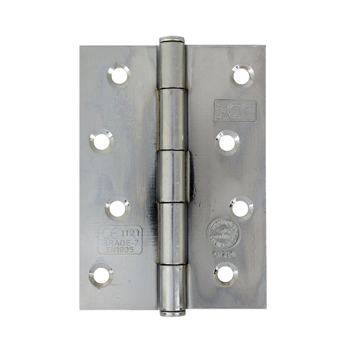 Button Tip Butt Hinge 100mm CE Rated Satin Chrome Plated