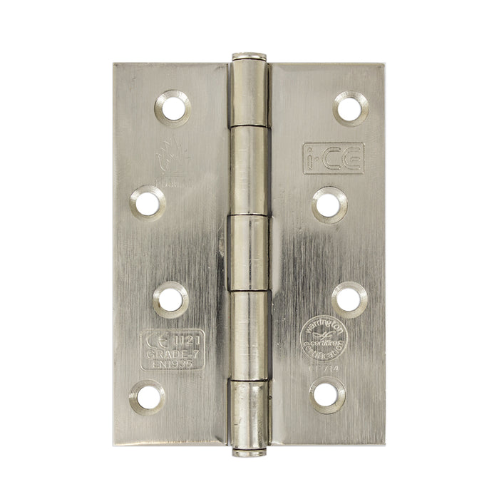 Button Tip Butt Hinge 100mm CE Rated Satin Nickel Plated