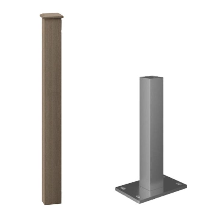 Walnut Composite Balustrade Surface Mount Newel & Cap Kit