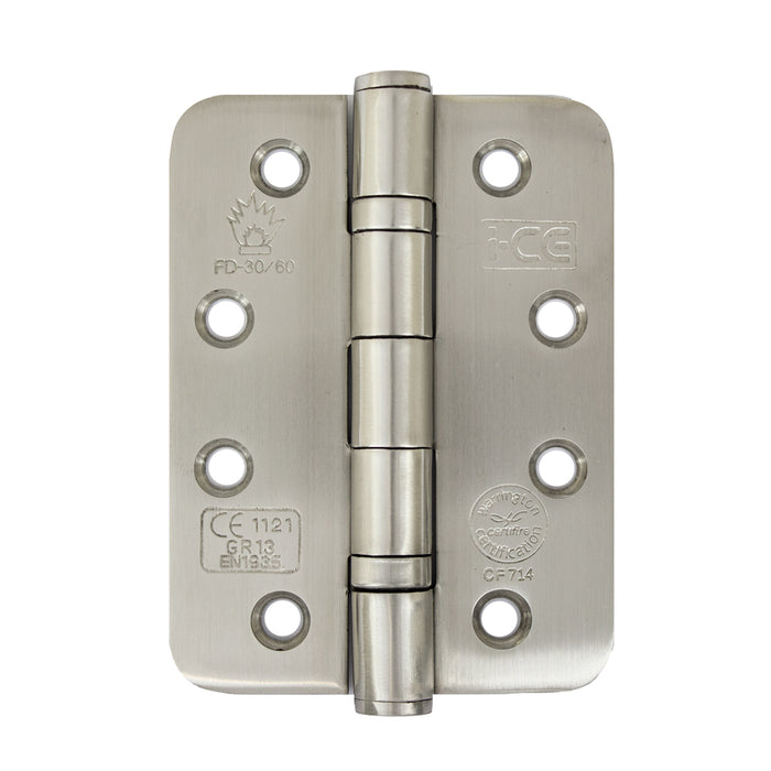 Stainless Steel Ball Bearing Radius Corner Hinge 100mm CE13 Rated Satin