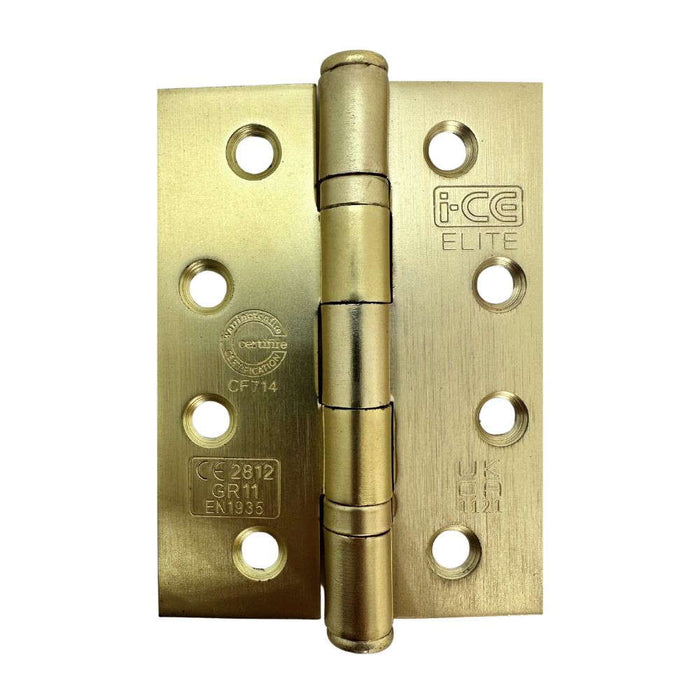Mild Steel Ball Bearing Hinge 100mm UKCA11 Rated Satin Brass
