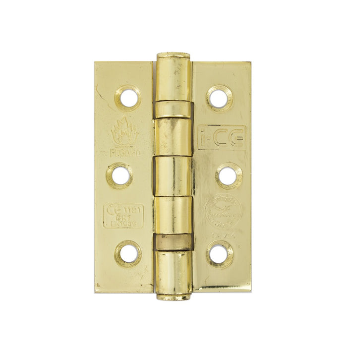 Mild Steel Ball Bearing Hinge 76mm CE7 Rated Electro Brass
