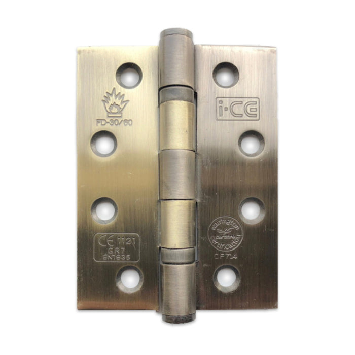 Mild Steel Ball Bearing Hinge 100mm CE7 Rated Antique Brass
