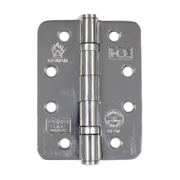 Mild Steel Ball Bearing Radius Corner Hinge 100mm CE7 Rated Polished Chrome Plated