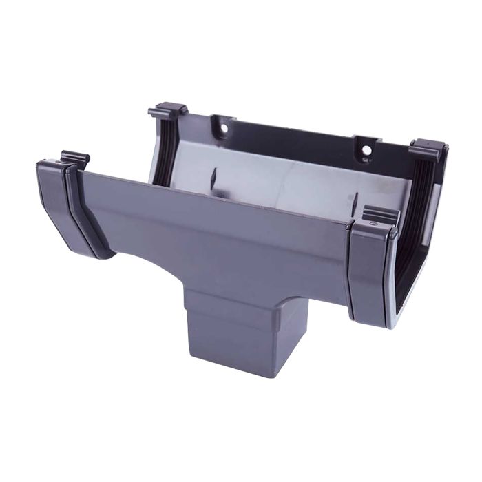 Anthracite Grey Square Guttering Running Outlet 114mm
