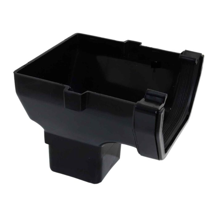 Black Square Guttering Stop-end Outlet 114mm