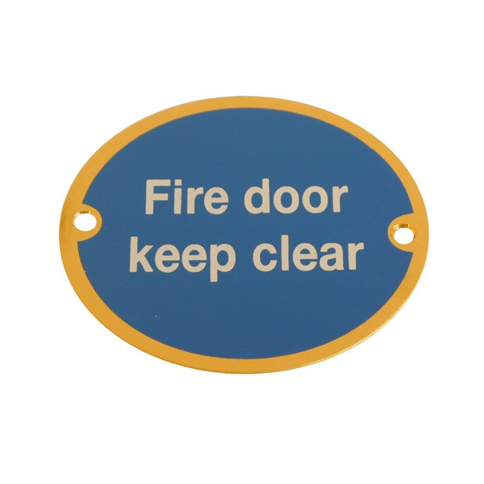 Disc Fire Door Keep Clear Brass 76mm