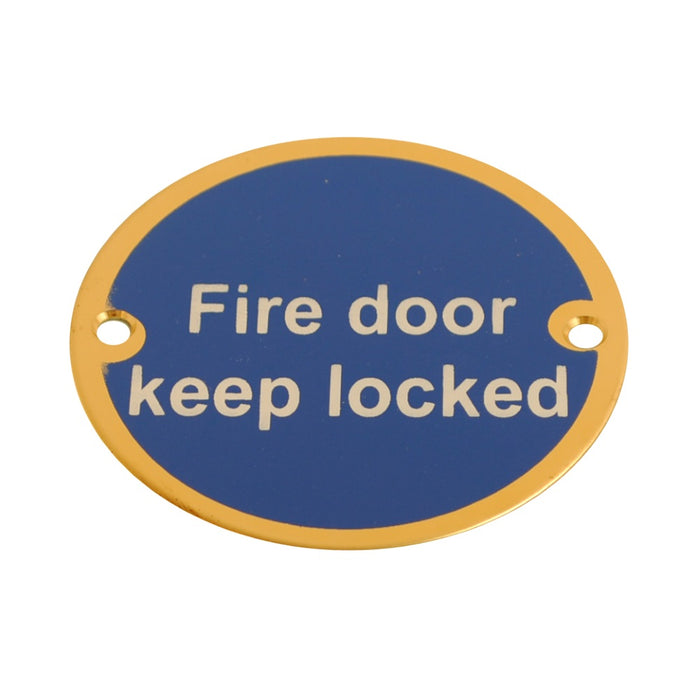 Disc Fire Door Keep Locked Brass 76mm