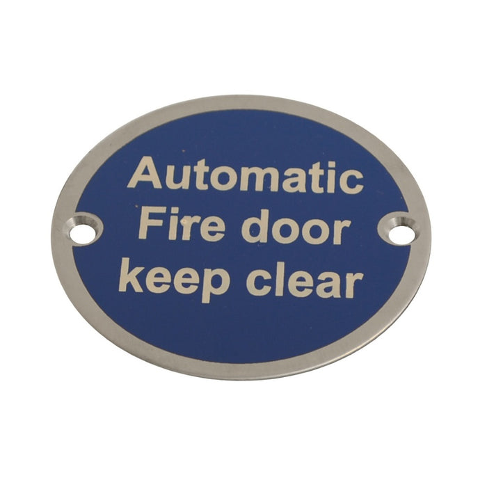 Disc Auto. Fire Door Keep Clear SSS 76mm