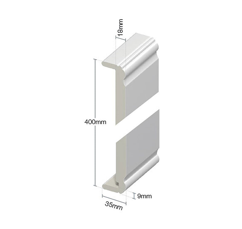 White Double Ogee Fascia Capping Board 404mm (5m Length)
