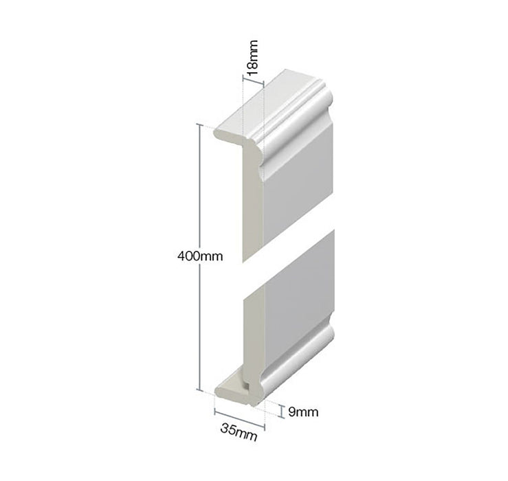 White Double Ogee Fascia Capping Board 404mm (5m Length)