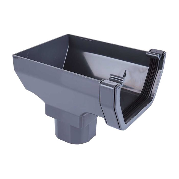 Anthracite Grey Square Guttering Stop-end Outlet 114mm