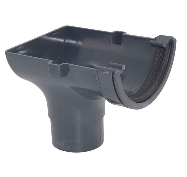 Anthracite Grey Half Round Guttering Stop End Outlet 112mm