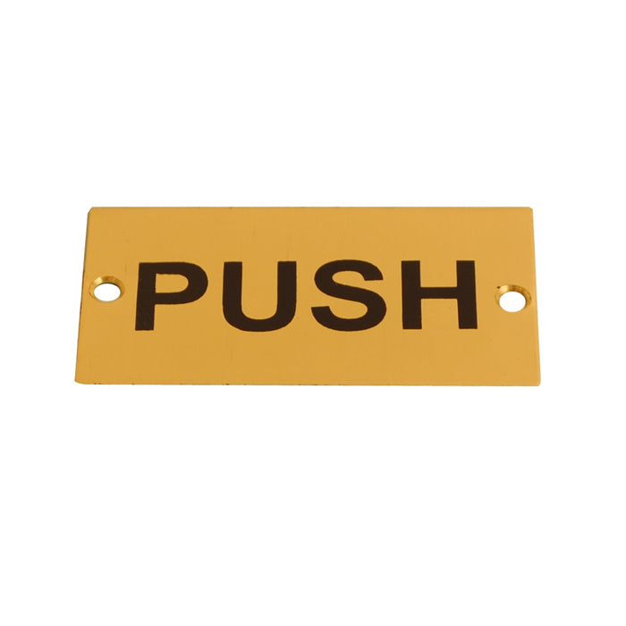 Sign screen Printed Push Horizontal Brass 75x40mm