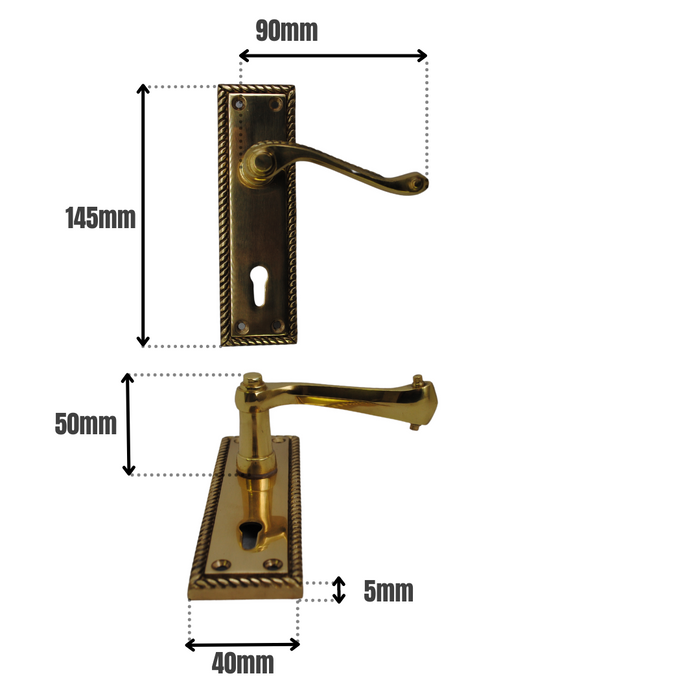 Georgian Lever Lock Brass 150mm