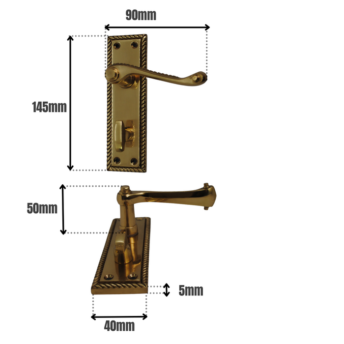 Georgian Lever Bathroom Brass 150mm