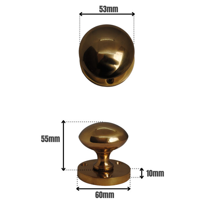 Victorian Mortice Knob Brass 53mm