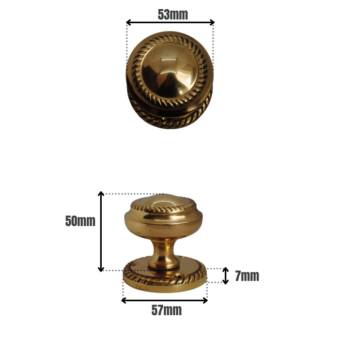 Georgian Mortice Knob Brass 53mm