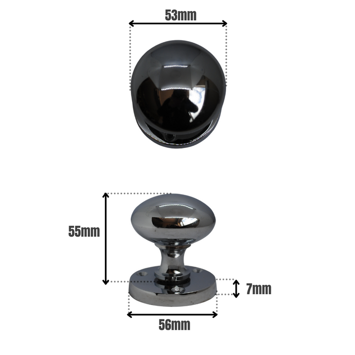 Victorian Mortice Knob Chrome 53mm