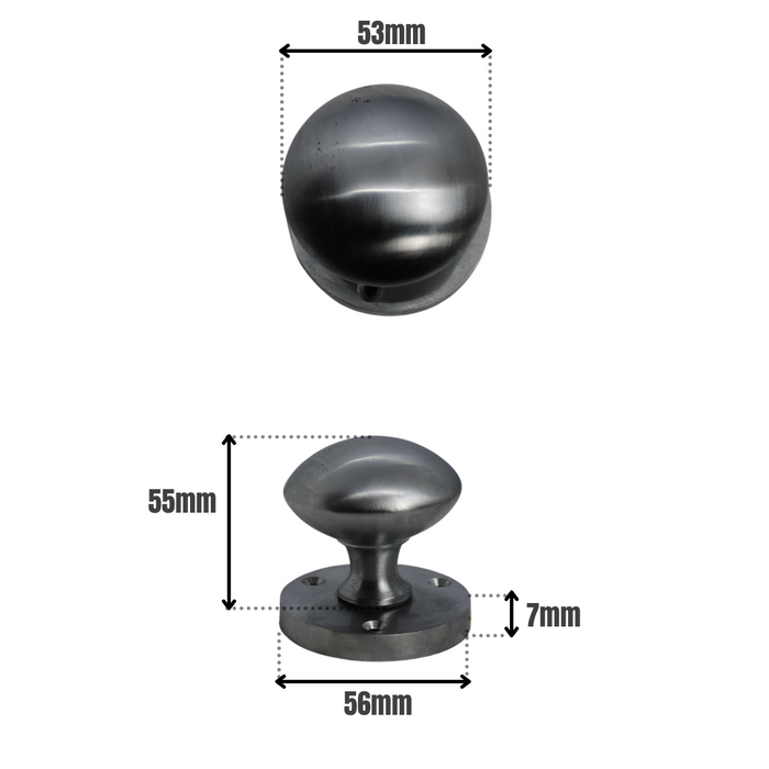 Victorian Mortice Knob Satin Chrome 53mm