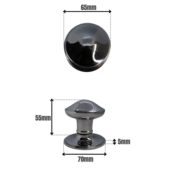 Centre Door Knob Chrome 63mm