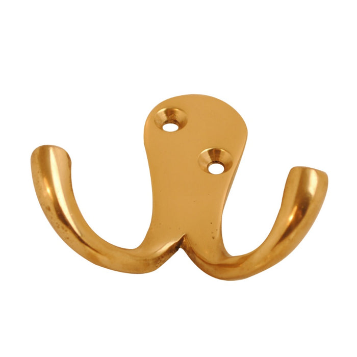 Double Robe Hook Brass 63mm