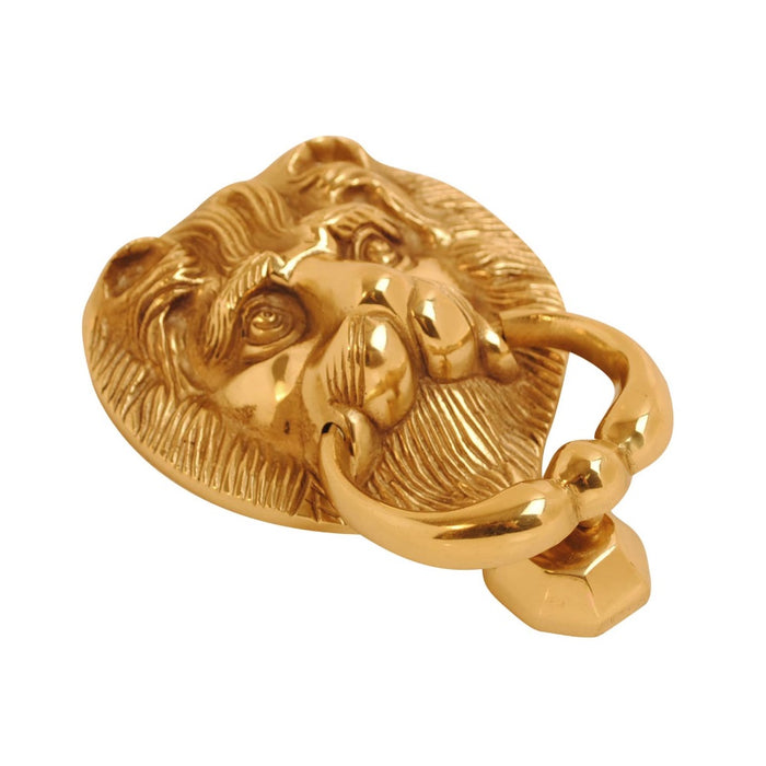 Lion Head Knocker Polished Brass 150mm