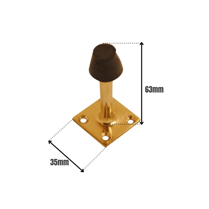 Projection Square Door Stop Brass 63mm