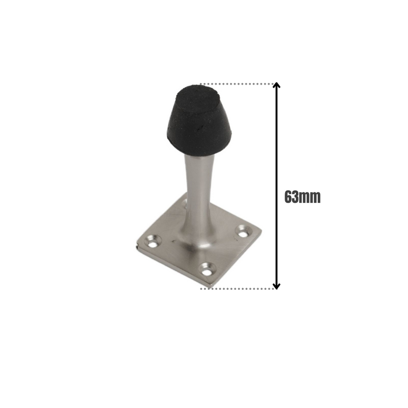 Projection Square Door Stop Satin Chrome 63mm