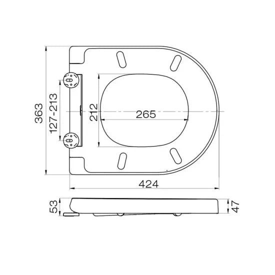 Arley Pro White Short D-Shaped Soft Close Toilet Seat With Bottom Fix Hinge