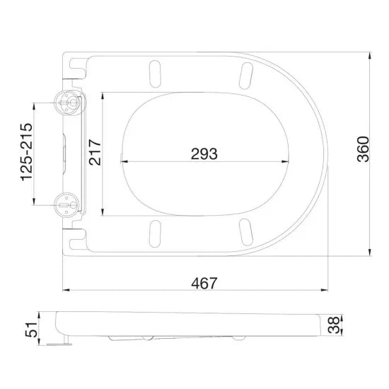Arley Pro White Long D-Shaped Soft Close Toilet Seat With Bottom Fix Hinge